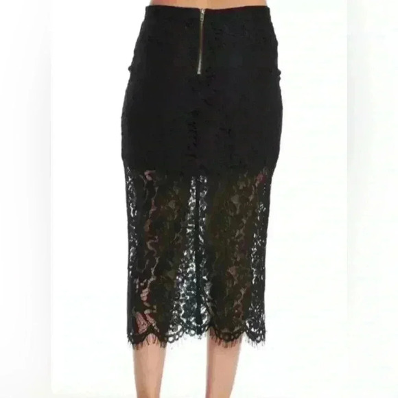 NWT Chaser Black Lace Slip Midi Skirt with Slit Size Medium ~ Trending Fall 2025 - Picture 3 of 11